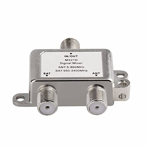 DollaTek 2 in 1 2-Wege Satelliten Splitter MX21D TV Signal Kabel TV Signal Mischer SAT/ANT Diplexer Leicht Kompakt