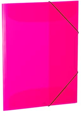 HERMA Sammelmappe A3 Neon Pink Rosa Transluzent, Eckspanner-Mappe aus Kunststoff mit Gummizug und Innenklappen für Kinder, Jungen und Mädchen