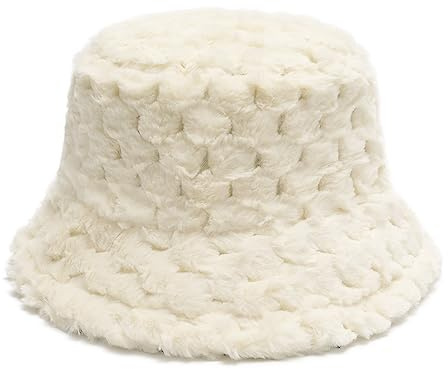 ZLYC Damen Winter Kunstpelz Fischerhut Stricken Bucket Hut