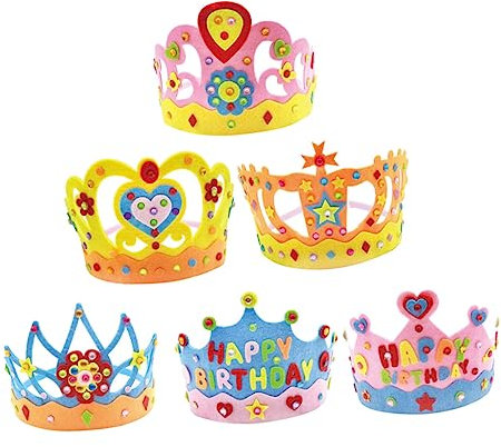 Toyvian 6satz Kronen Und Tiara-bastelset Für Junge Mädchen Geburtstagskrone Mit Accessoires Party-hut Zum Verzieren Kreatives Bastelset