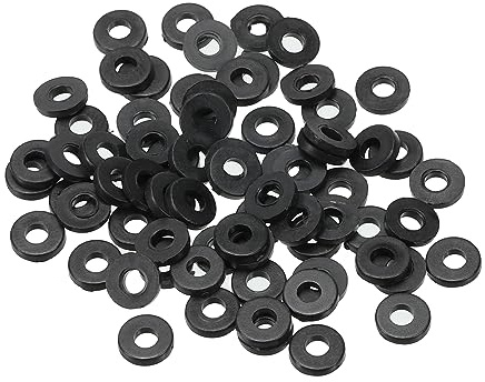 PATIKIL M2 Nylon Rondella Piatta, 80pz 2mm ID 5mm OD 1mm Spessore Guarnizione Distanziatore Guarnizione cerchio per Rubinetto Tubo Acqua Tubo Dispositivo Fissaggio Bullone, Nero