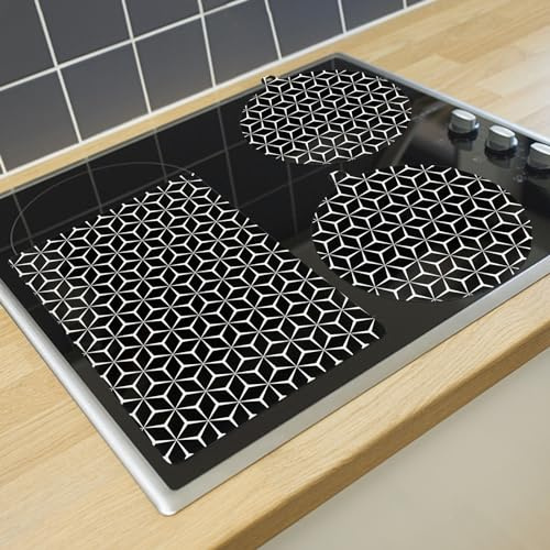 Fourmor Induction Cooktop Protector Mat - Glass fiber silicone pad, thermal conductive and oil resistant pad (Magnetic) Electric Stove Burner Covers 3 packs with different size combinations