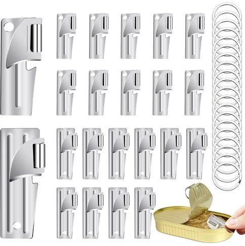 Elesunory P-38 and P-51 Military Can Openers with Key Rings, Stainless Steel Manual Camping Can Opener, Survival Can Opener, Portable Can Opener for Kitchen Travel Camping Survival (20 Pieces)