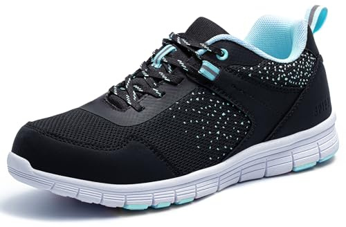 SPIEZ Zapatos de Trabajo Ligeros Calzado de Seguridad Mujer Zapatos de Seguridad Transpirables a Prueba de pinchazos para Mujer, Zapatillas de Moda Antideslizantes para el Trabajo EU 37, Negro-Azul
