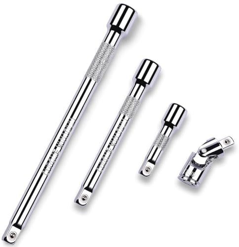 Zicojia 4 Piece 3/8 Inch Drive Extension Bar Set, 3/8 Inch Drive Socket Extension Set Includes 3, 6, and 10 Inch Extensions