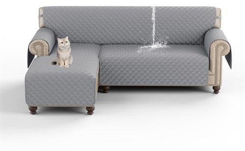 HonunG Sofa Covers Waterproof,Corner Sofa Bed Cover Reversible 3 Seater,Sofa Slipcovers L Shape Sofa Protector for Pets Furniture Sofa Protector Couch Covers (Light Gray,L)