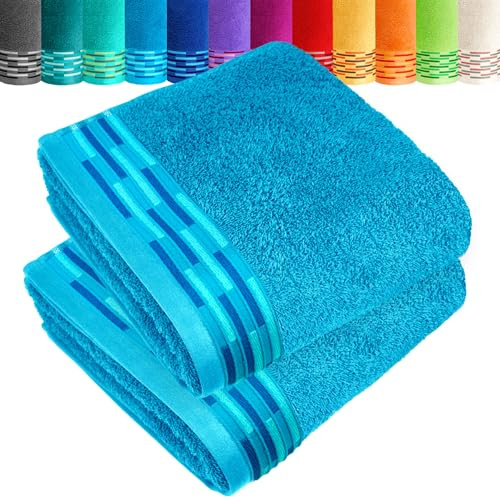 Lashuma Handtücher Set Blau - Aquamarin, Lugano Handtuch flauschig 100% Baumwolle