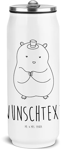Mr. & Mrs. Panda Personalisierte Getränkedose Hamster Hut - Geschenke, Trinkflasche, Thermoflasche, Sportflasche, Magier, Zwerghamster, Wasserflasche, Zylinder, mit Namen, Tiermotive, personalisiert