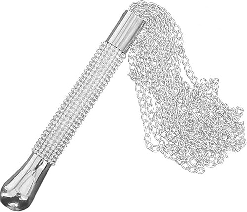 stoqucel Fouet à chaîne en Argent de Luxe en Acier Inoxydable, Outil d'entraînement de Cheval, Outil de Jeu de rôle en Couple