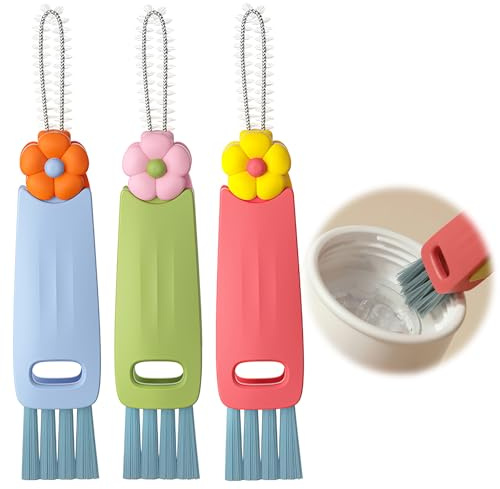 3PCS Reinigungsbürste Becher Deckel, Tassendeckel Lücken Reinigungsbürsten | Multifunktionale Reinigungsbürste Cup Lid Cleaning Brush Tragbares Becher Mundschrubber Flaschenspalt