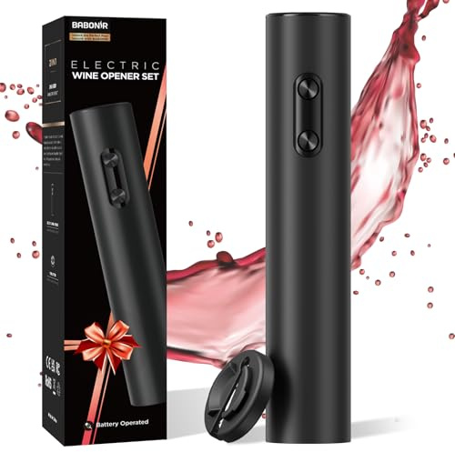 Electric Wine Opener, BABONIR Automatic Corkscrew with Foil Cutter, One-Button Operation for Effortless Cork Removal, Perfect Wine Gift for Wine Lovers, Thanksgiving, Christmas, Party & Home
