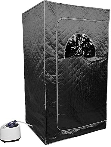 WODFARR Sauna de vapor, tienda de spa sauna, caja de sauna doméstica portátil con mando a distancia, vapor portátil, 1000 W, 10 niveles de temperatura, 100 x 80 x 170 cm, color negro