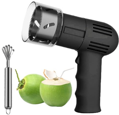 Apriscatole Automatico Portatile per Cocco, Strumento Elettrico per Aprire Cocco in Acciaio Inossidabile con Diametro di Apertura di 6 cm, Apriscatole per Cocco, Facile da Aprire, per Negozio black