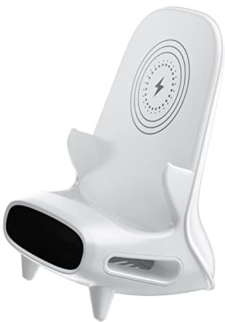 Sedia con Amplificatore di Potenza da 15 W, Caricabatterie Senza Fili, Supporto per Telefono Cellulare con Altoparlante, Stazione di Ricarica Senza Fili, Mini Supporto Portatile