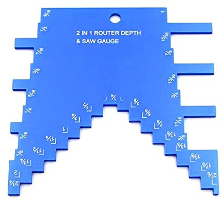 Happyaer Tischler-Lineal, Tiefenmesser für Oberfräse und Tischsäge, 2-in-1 Stufentiefenmesser für Oberfräse und Tischsäge, Aluminium, Klarheit, Tiefe