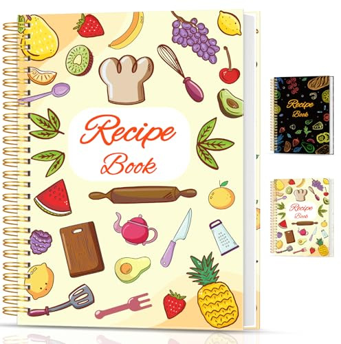 BLESWIN Blanko-Rezeptbuch für Eigene Rezepte, A5 Hardcover Kochbuch Rezept, Spirale Rezept Journal Organisieren Sie Ihre Rezepte, leere Rezeptbuch zu Schreiben, Familie Rezeptbuch für DIY-Rezepte