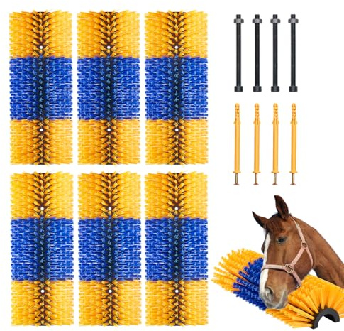 VEVOR Spazzola per Tiragraffi per Bestiame da 6 Pezzi, 51 x 19 cm Spazzola per Cavalli con 12 Viti, Tiragraffi per mucche, per Alleviare Prurito alla Schiena, Mantenere Pulizia, per Cavalli, Maiali