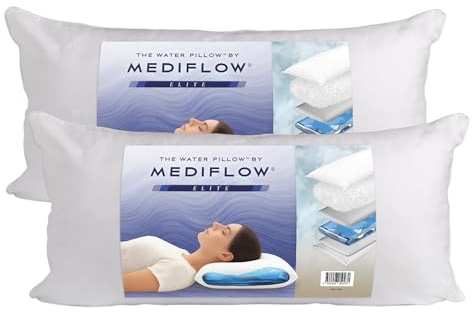 Mediflow Wasserkissen - Elite Collection Daunen Alternative Kissen Orthopädisches Kissen zur Linderung von Nackenschmerzen Verstellbares Wasserkissen zum Schlafen (40 x 80 cm, 2er-Set)