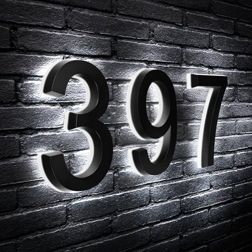 Personalized House Numbers for Outside Light up - Acrylic Lighted Address Sign - Waterproof Large Led Address Numbers for House - Illuminated Street Numbers With Screw Kit - Backlit Custom House Numbers