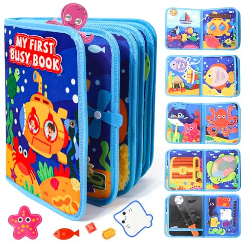 LZDMY Baby Montessori Busy Book for 2 3 Year Olds Boys Girls, Toddlers Educational Sensory Activity Books, Ocean Book Busy Board, Babies Birthday Gifts