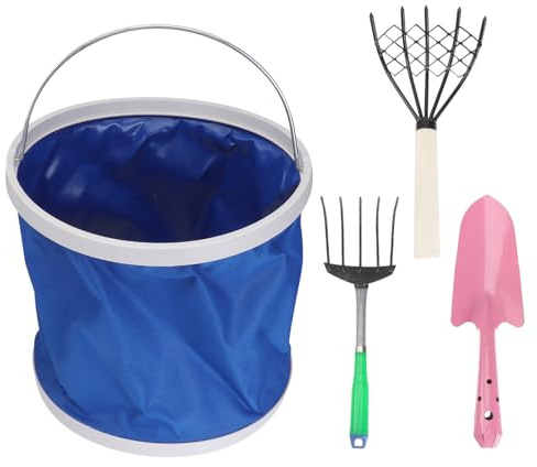 ibasenice Râteau à Griffes Cinq Dents en Acier Inoxydable pour Jardin Et Plage Outil De Pêche à Palourdes Portable avec Filet De Lavage Ensemble 4 Pièces Multi-usages