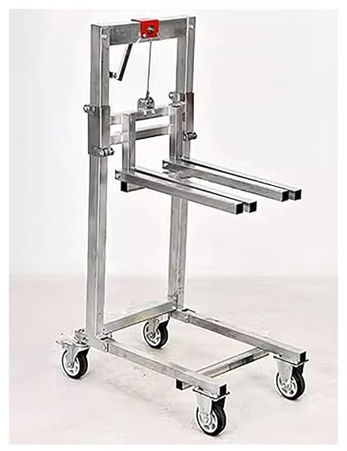 Carrello elevatore manuale pieghevole - Carrello elevatore in acciaio zincato for garage e magazzino, capacità 60 kg, carrello elevatore a manovella for impieghi gravosi