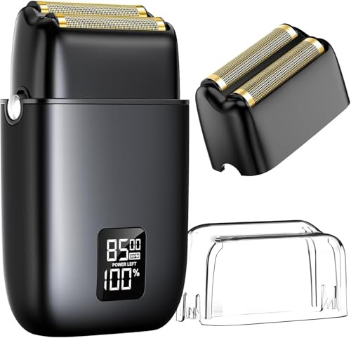 Afeitadora eléctrica de 3 velocidades para hombre, cuchillas flotantes duales IPX7, impermeable, afeitadora húmeda y seca con pantalla LED y carga tipo C, maquinilla de afeitar de precisión para cara