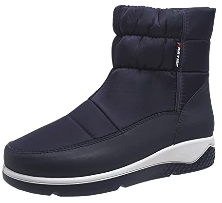 Botas de invierno para hombre forradas - Botas de nieve para mujer, impermeables, con cremallera lateral, plataforma, botas de nieve, botas altas de senderismo, botas térmicas, azul, 41 EU