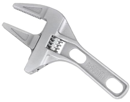 Lomvarith Adjustable Spanner Wrench, 6-68mm Open-End Wide Jaw Wrenches, 2-in-1 Ultra-Thin Plumbing Spanner, 200mm Aluminum Pipe Wrench for Bathroom Basin Hand Tools