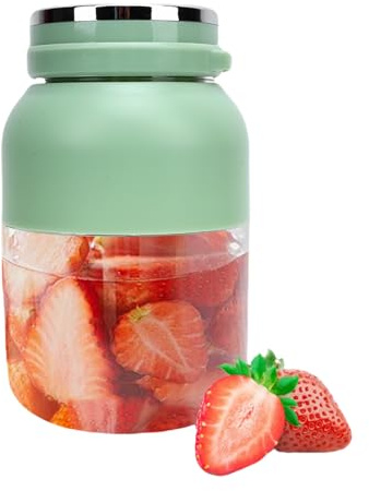 Licuadora exprimidora portátil, 800 ml, portátil, inalámbrica, recargable, licuadora de jugo, taza, coctelera eléctrica, botella con tapa, pajita, para viajes en gimnasio