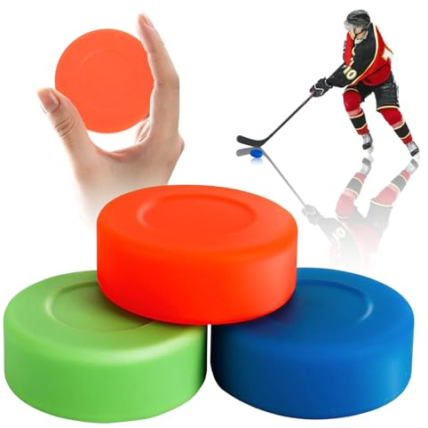RDTOK 3 Stück Eishockey Pucks, Hockey Puck Set aus Gummi 50g, Streethockey Pucks für Training Indoor & Outdoor, Ice Hockey Zubehör für Kinder & Erwachsene, Bunt