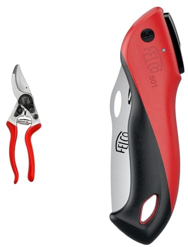 FELCO 8 Profi-Gartenschere Bypass 25 mm für Rechtshänder mit ergonomischem Griff und Klappsäge FELCO 601 mit gerader Klinge 120 mm