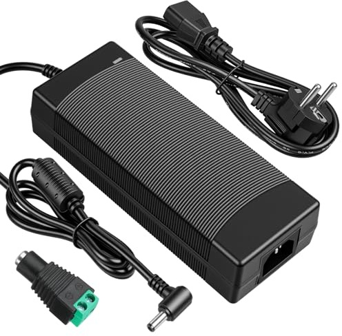 Fuente de Alimentación 12V 10A 120W, Adaptador de Corriente Universal AC 100-240V a DC 12V 10A con Conector 5,5 x 2,5mm, Compatible con Tiras LED, Cámaras CCTV, Monitores TFT