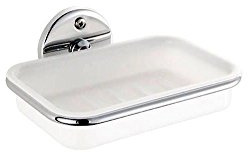 Haceka 1110621 Seifenhalter Standard mit Kunststoffeinsatz, Plastik, Silber, 15 x 15 x 9 cm