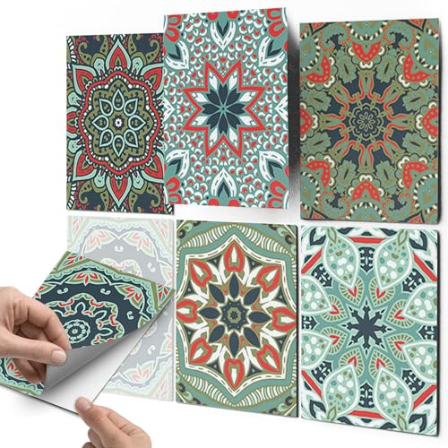 CREATISTO Mosaikfliesen Fliesenaufkleber Fliesenfolie - Selbstklebende Fliesen Folie I Klebefliesen Deko Folien für Fliesen Ornament in Bad u. Küche (20x25 cm I 12 -Teilig)