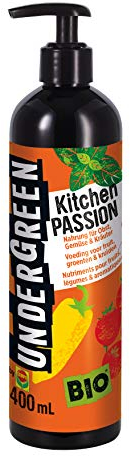 Undergreen by COMPO Kitchen Passion, Dünger, Für alle Obst- / Gemüsepflanzen und Kräuter, Ideal als Tomatendünger / Gemüsedünger, Bio-Flüssigdünger, Pumpflasche, 400 ml