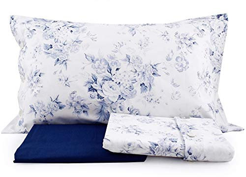 Bossi Completo Sacco Copripiumino Letto 100% Puro Cotone Percalle Pettinato Sacco + Lenzuolo Sotto con angoli + Federe con Volani (Regina, Singolo Una Piazza)