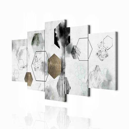 decomonkey Wandbilder Abstrakt 200x100 cm 5 Teilig Leinwandbilder Wanddeko | Bild auf Leinwand, Kunstdruck, Wohnzimmer, Wanddekoration, Ornament, Modern, Kunst