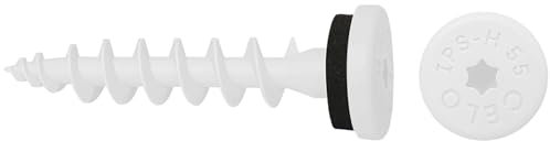 Celo Isolierplattenschrauben IPS-H 55 - Schraubdübel für die Direktbefestigung im Dämmstoff, Dämmstoffschrauben, weiß - 50 Stück