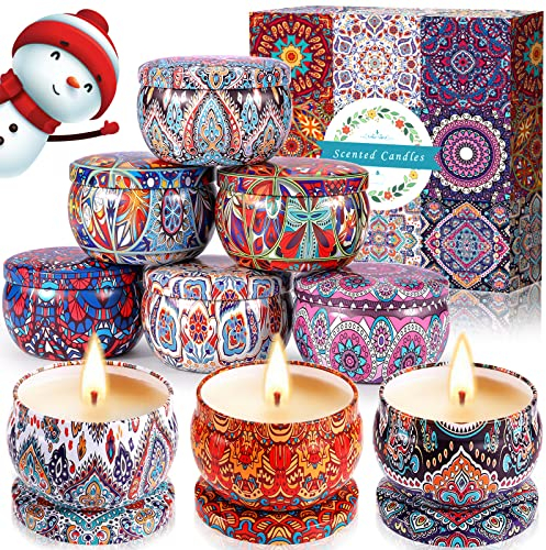Amzeeniu Candele Profumate Regalo Set 9 pezzi Cera di Soia Naturale Aromaterapia,Regalo Donnaper Anniversario San Valentino Festa della Mamma Bagno Yoga Compleanno La Festa Nuziale Decorazione