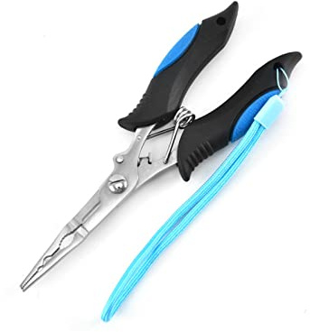 NA NA Multifunction Long Nose Fishing Pliers Stainless Steel Fish Hook Pliers with Lanyard Professional Fishing Pliers for Freshwater Saltwater