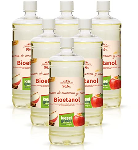 KieselGreen Bioetanolo 6 x 1 litro con Fragranza per Caminetto a Etanolo – Bio-etanolo profumato per Ambienti, molte Fragranze - Profumo per Caminetto a bioetanolo da Interno o da Tavolo AZ