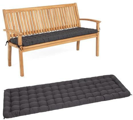 HAVE A SEAT Living - Gartenbank Auflage 100 cm - Bequeme Bankauflage Outdoor, 7 cm Dick - Waschbar bis 95°C, Orthopädisch, Wetterfest - Made in Germany (100x48 cm, Grau/Anthrazit)