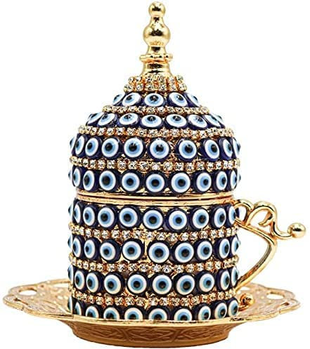 Alisveristime Türkisches Kaffeetassen-Set – authentische türkische, griechisch-arabische Kaffee-Espressotasse mit Untertasse (verbessern Sie jetzt Ihr Kaffee-Erlebnis!) (Kristalldesign) (Gold)