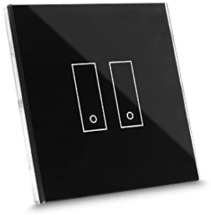 iotty E2 PLUS, Interrupteur connecté pour lumières et portails, compatible Google/Alexa/Siri/IFTTT, applis IOS/Android, plaque tactile, verre rétroéclairée, capteurs de température/luminosité, noir