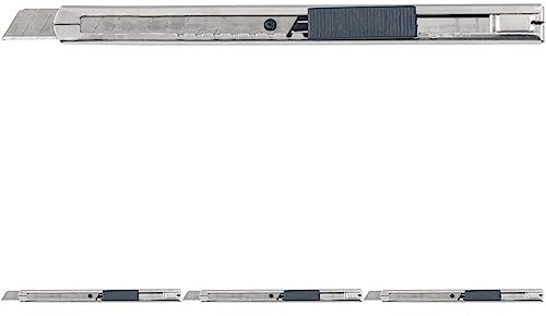 KWB Edelstahl Cuttermesser 9 mm 14909 (Autolock-Funktion, Klingenabbrecher) (Packung mit 4)