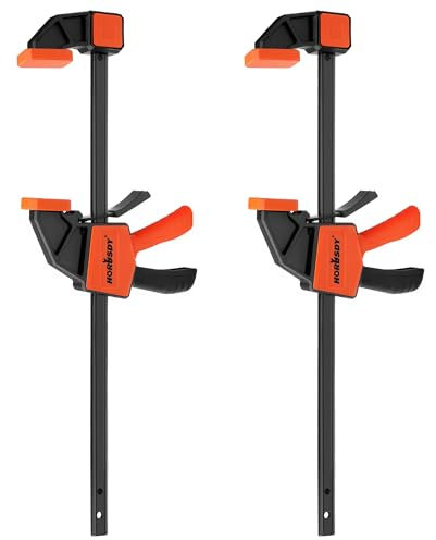 HORUSDY 300mm Ratchet Bar Clamp Set, 2 Pack, 440mm Spreader Quick Release One-Handed Clamp.
