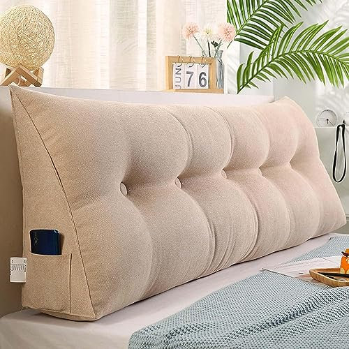 Cuneo -Kissen für die Positionierung des Kopfteils, großartige Unterstützung für die Rückenlehne, das dreieckige Kissen für den Rücken, für Bett, Sofa, Haus, Schlafzimmer, Büro(180×50×20,Off White)