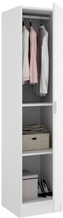 Dmora - Armoire Polyvalente 1 Porte Cusna, Cintre pour Chambre à Coucher, Armoire multifonctionnelle, 41x52h184 cm, Blanc