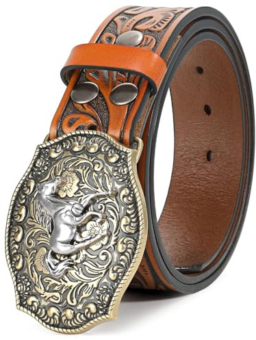 BELTROAD Cowboy Western Gürtel Herren, Cowgirl Country Wilder Ledergürtel | Jeansgürtel Cowboy Kostüm für Karneval Halloween, Western Outfit, Weihnachten Herrengürtel Geschenke, Country Musikfestival